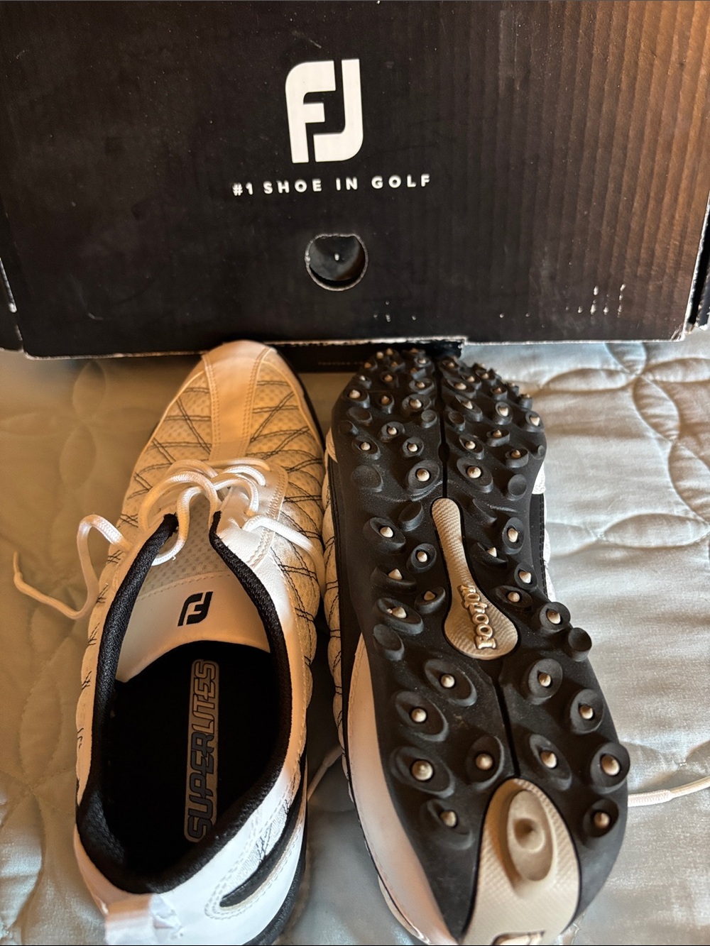 FootJoy Superlites Golf Shoes in White and Black